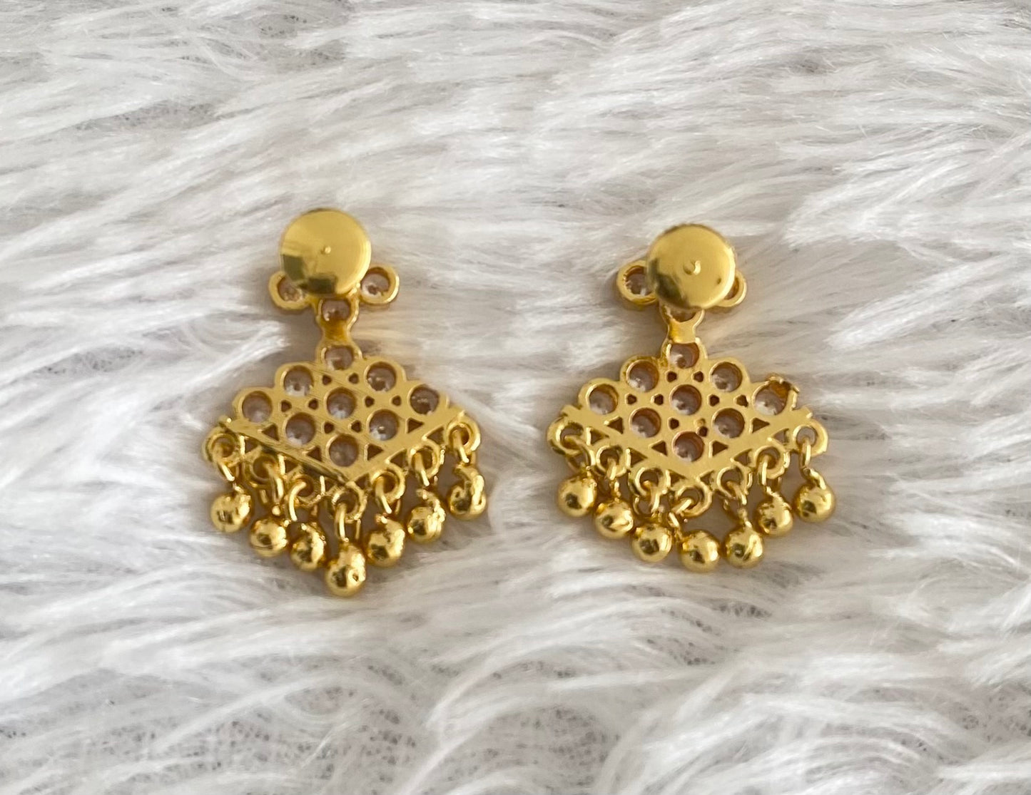 Gold tone white stone pathakkam earrings dj-44900