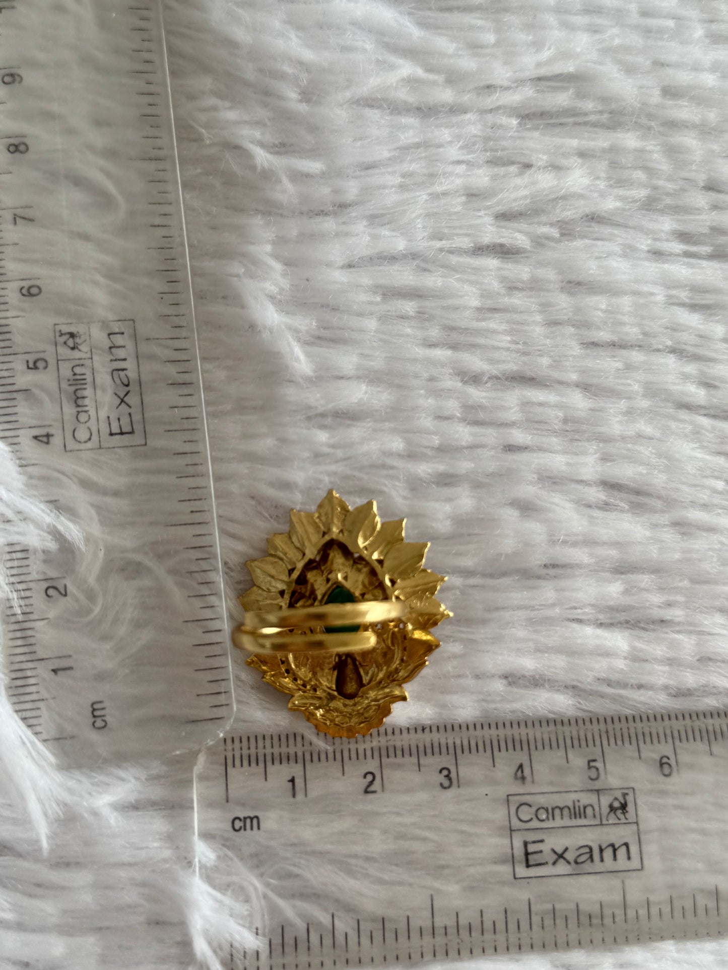 Antique gold tone cz green peacock adjustable finger ring dj-51400