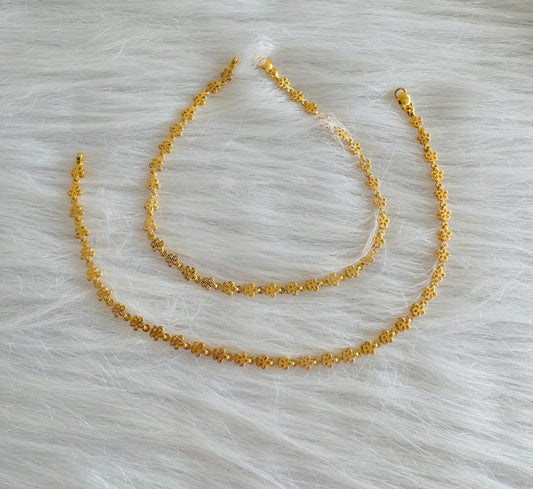Gold tone 10.5 inches flower anklets dj-51293