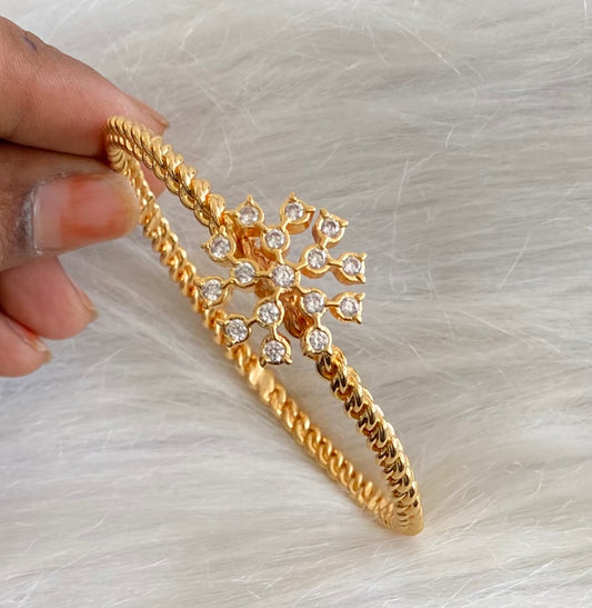 Gold tone AD white stone flower kada/bangle(2.10) Dj-53886