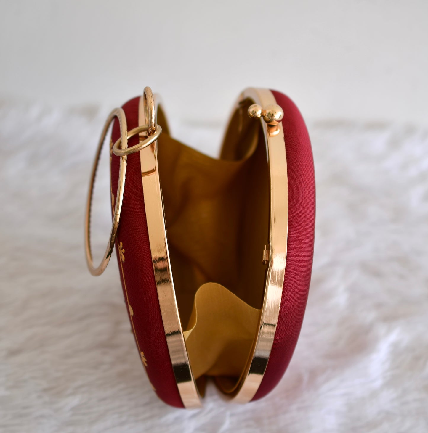 Tanjore painted Maroon silk clutch dj-52650