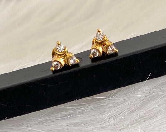 Gold tone AD white stone stud/earrings dj-53870