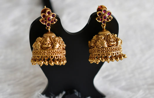 Antique gold tone kemp lakshmi peacock nakshi jhumkka dj-51872