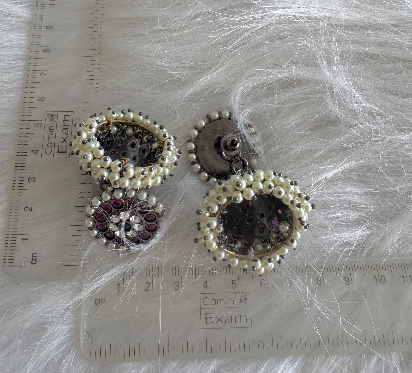 Black finish precious kemp pearl big jhumkka Dj-51173