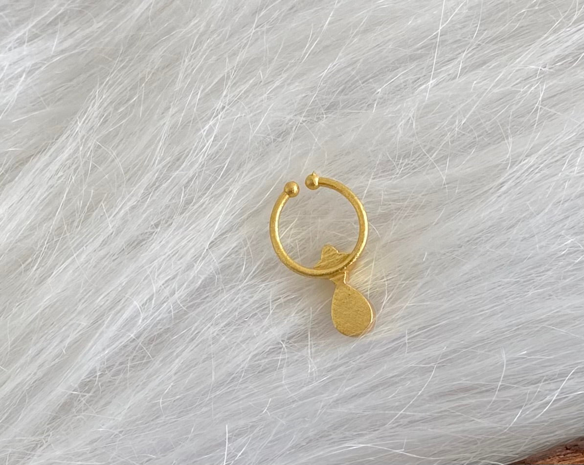 Gold tone kundan jadau white-pink stone nose pin/bulakku dj-53764