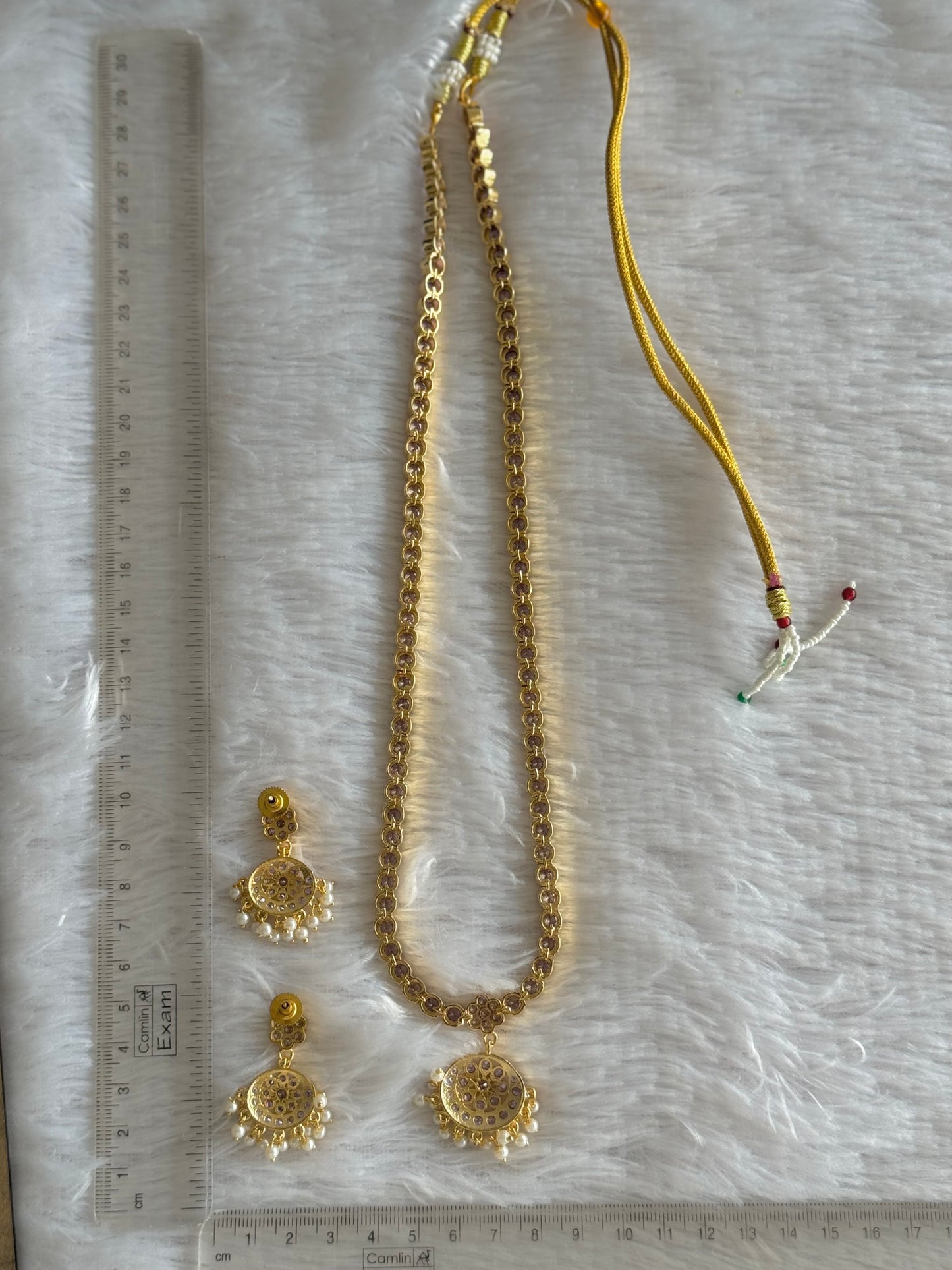 Gold tone purple South Indian style haar set dj-51677