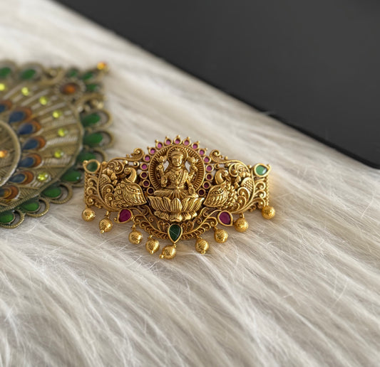 Antique gold tone kemp-green lakshmi peacock hair clip dj-51347