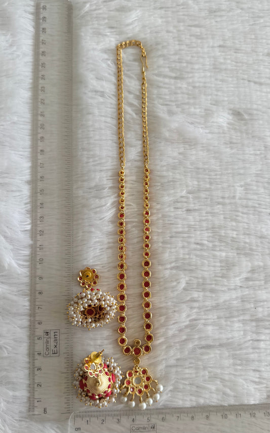 Matte finish coral pearl flower necklace set dj-52081