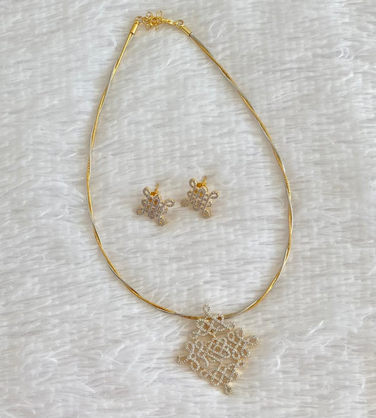 Two tone cz rangoli pendant set with kanti necklace dj-54001