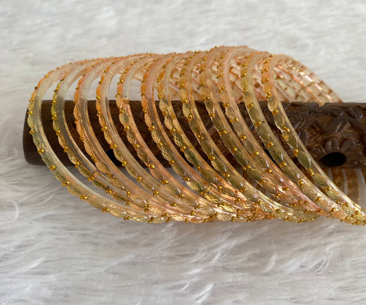 Set of 12 light brown glass bangles(2.10) dj-52842