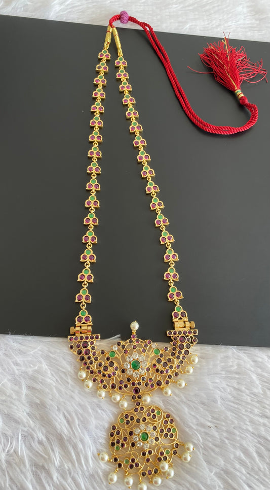 Gold tone precious kemp-green pearl flower haar Dj-52908