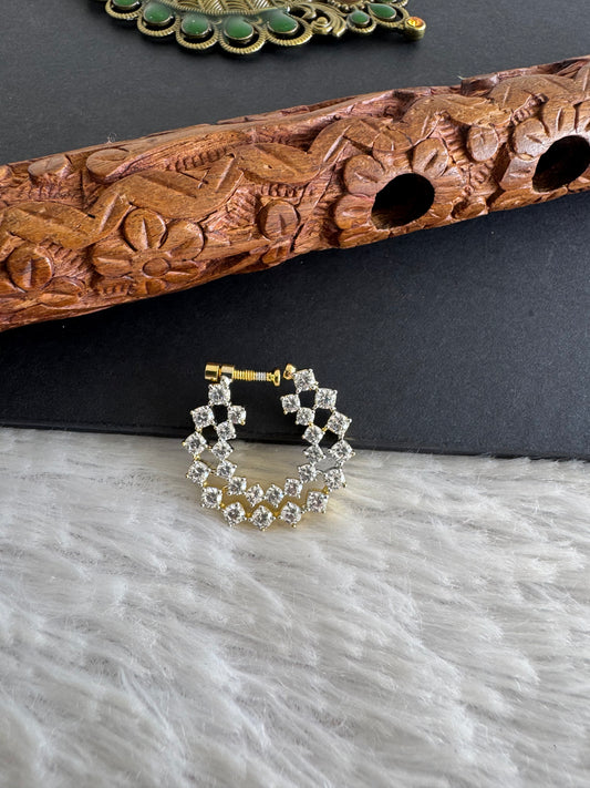 Two tone cz white nose pin dj-52041