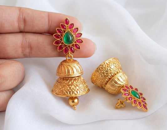 Antique Kemp-green Step Jhumkka-dj07710