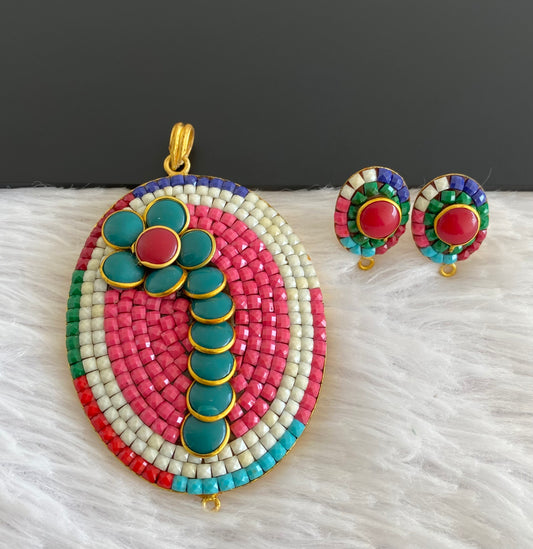 Gold tone multicolor pacchi pendant set dj-52954