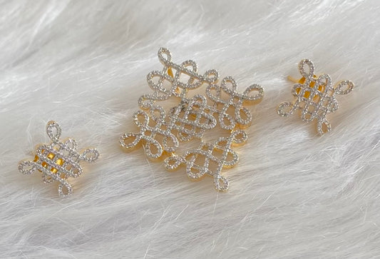 Two tone cz white rangoli pendant set dj-54138