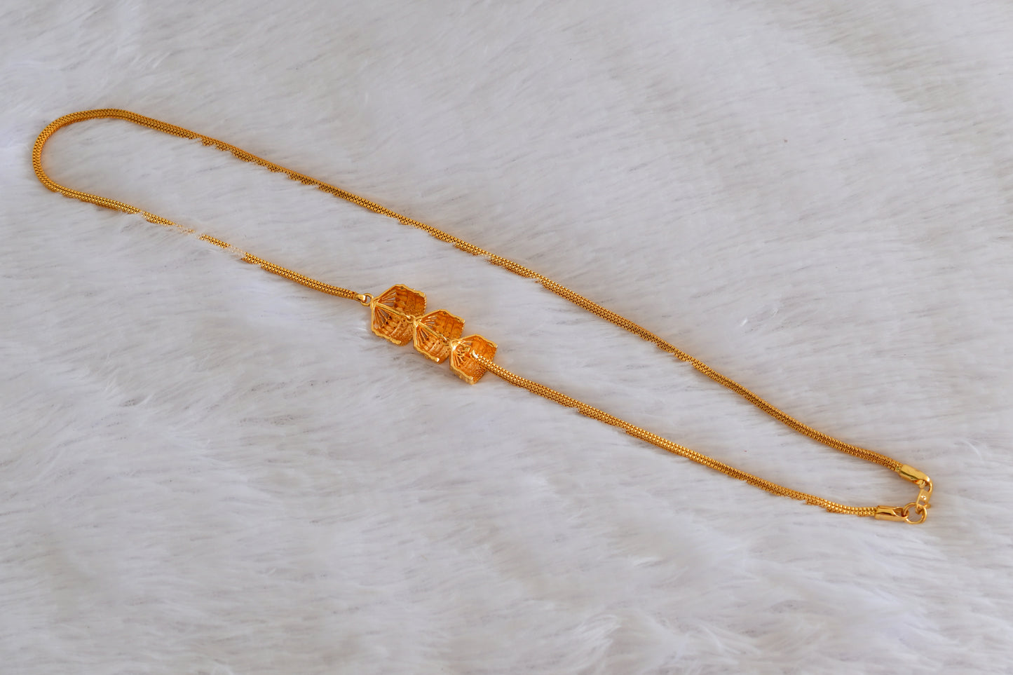 Gold tone 24 inches jhumkka style mugappu chain Dj-53314