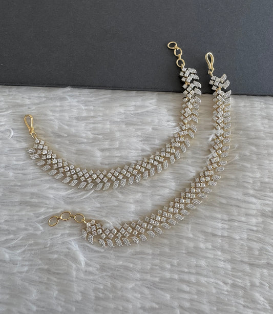 Two tone cz white stone ear side chain dj-52055