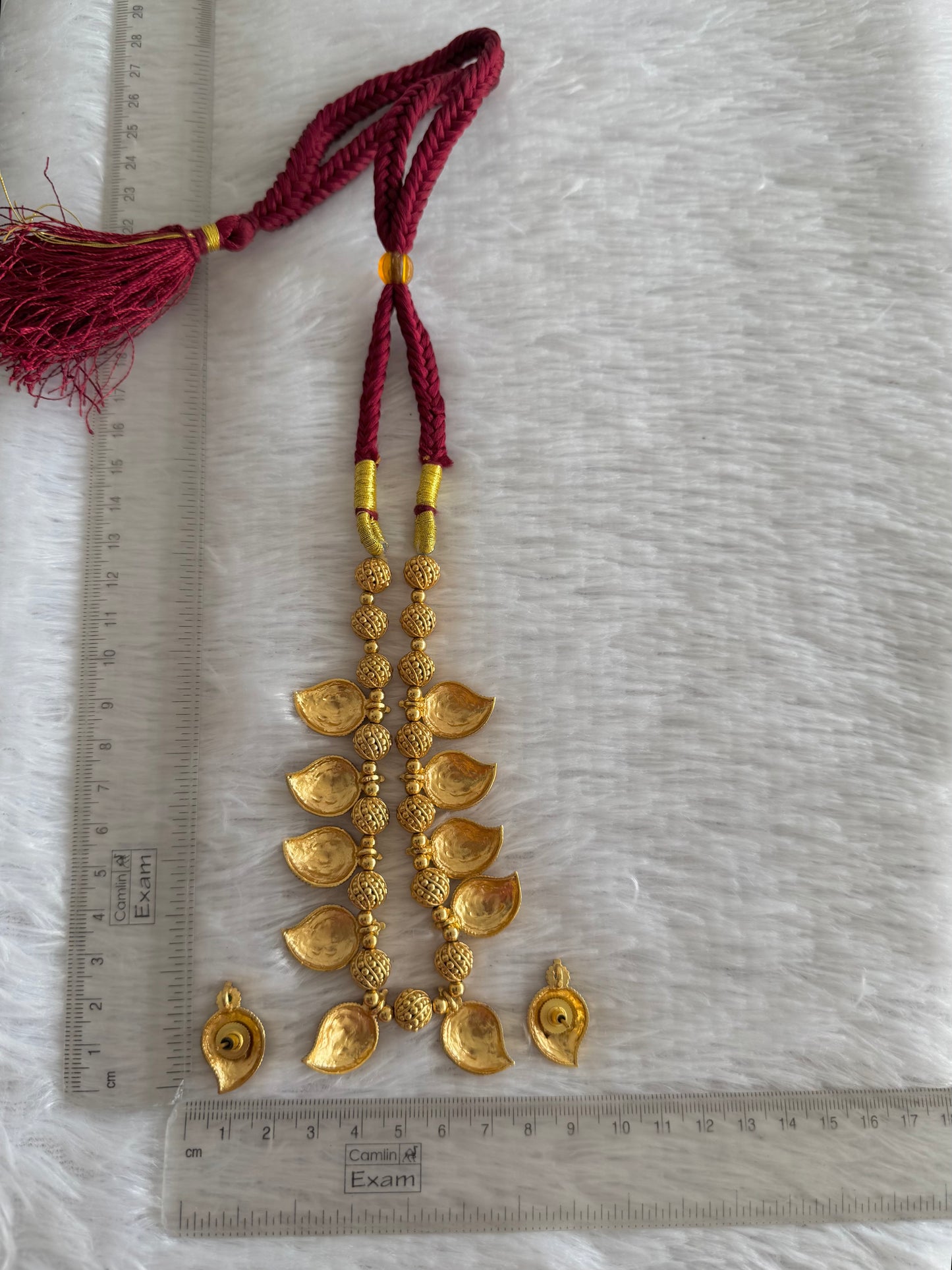 Matte finish green mango nakshi necklace set dj-52140