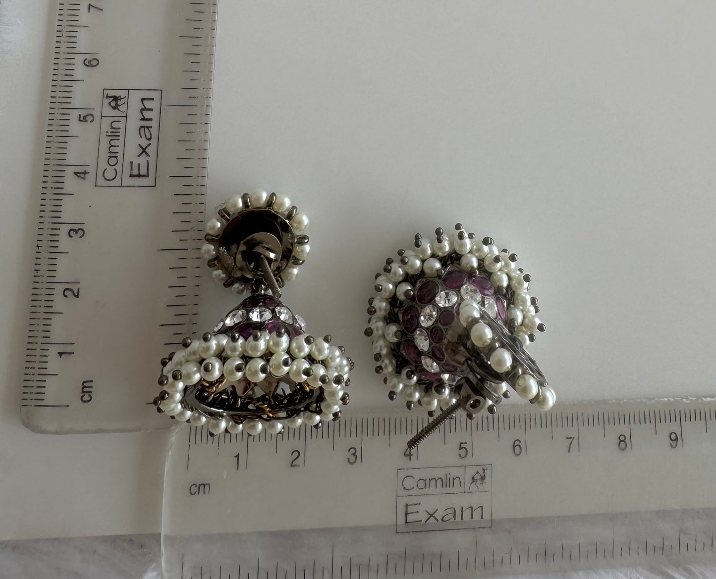 Black finish precious kemp AD green pearl jhumkka dj-51446