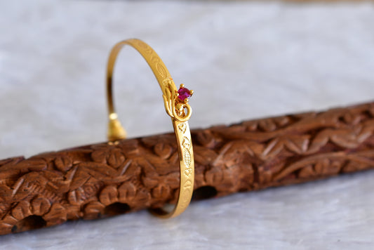 Gold tone ruby peacock openable kada/bangle(2.4) Dj-51667