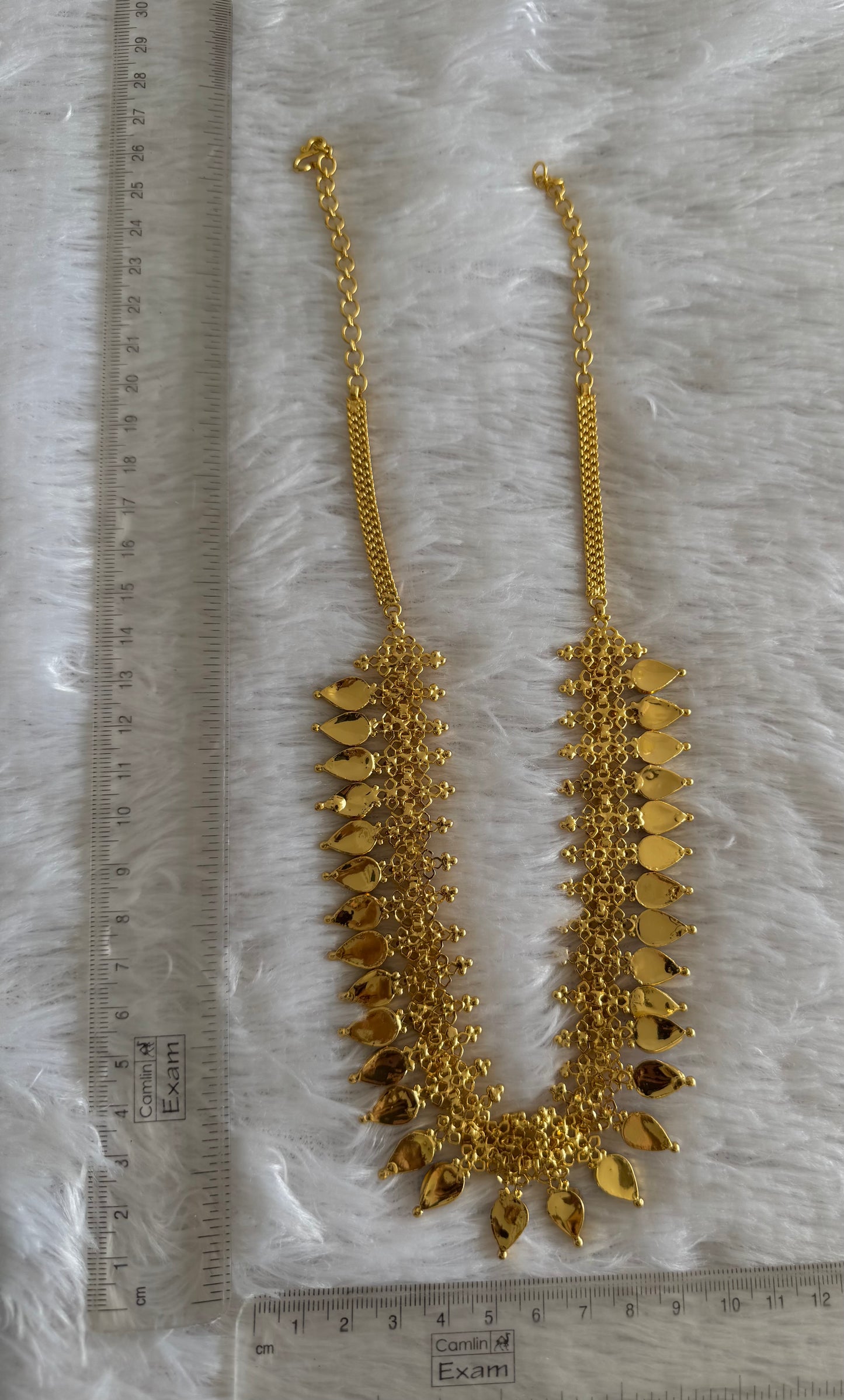 Gold tone Gopi shape green Kerala style necklace dj-51708