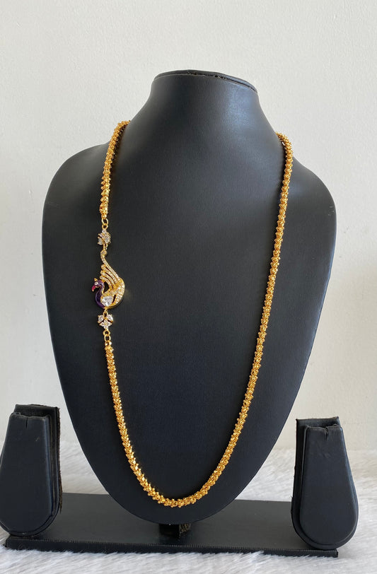 Gold tone Peacock Mugappu Chain -dj05134