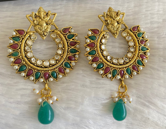 Antique gold tone ganesha bali earrings dj-52971