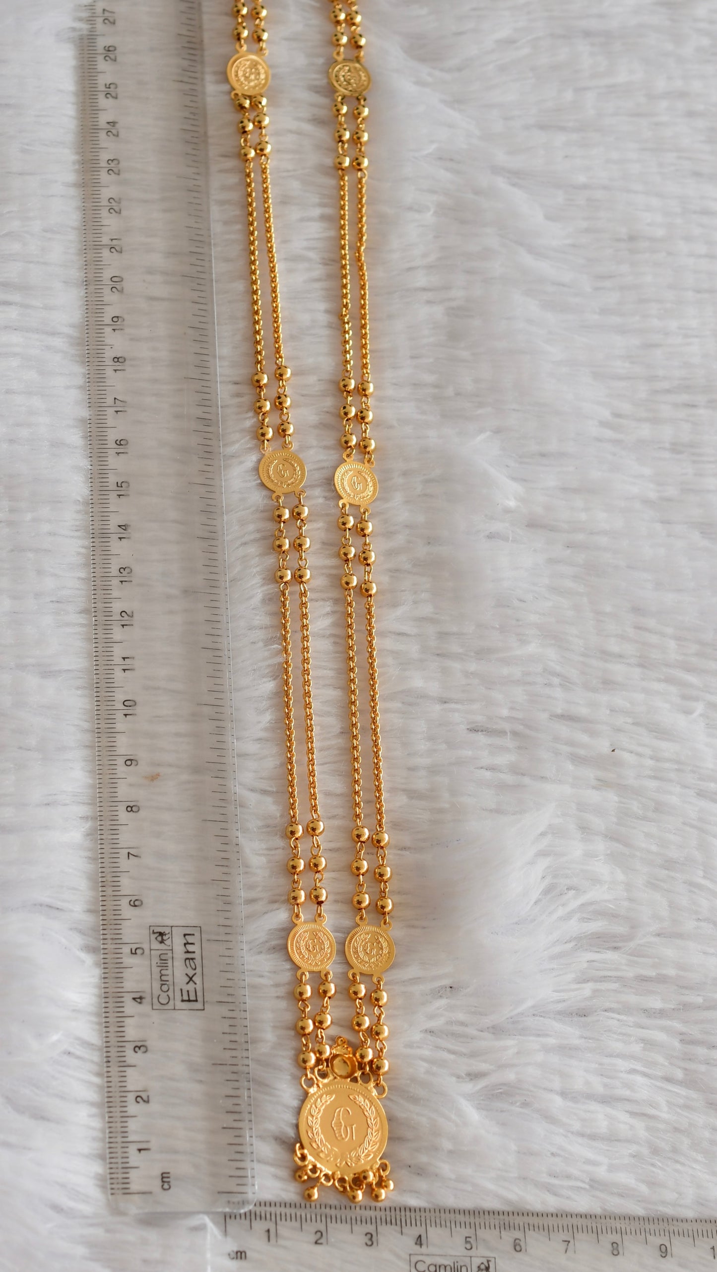 Gold tone 22 inches Lakshmi coin chain dj-51836