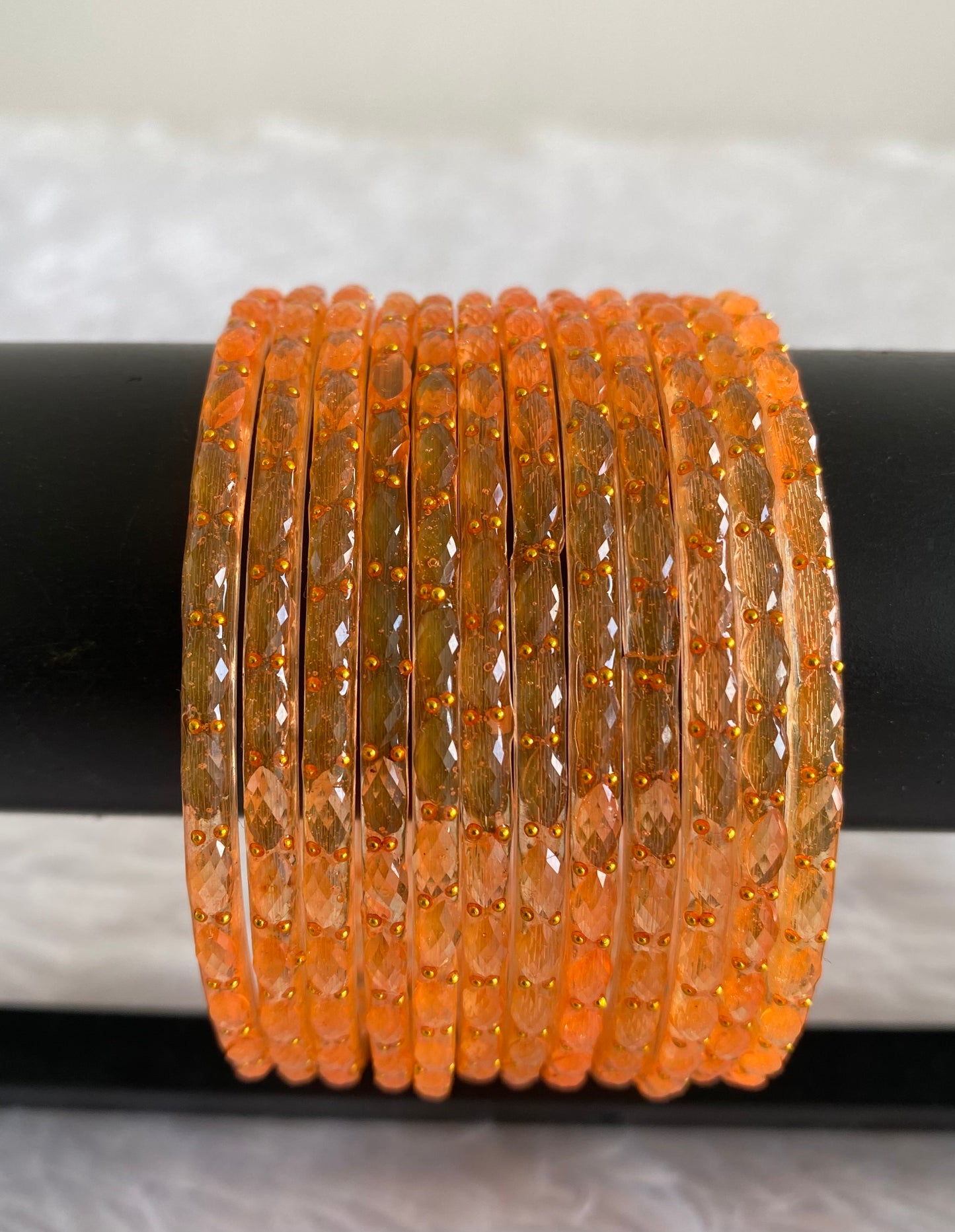 Set of 12 orange glass bangles(2.10) dj-52858