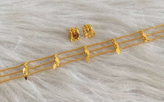 Gold tone kerala style elakka thali layer choker necklace set dj-55089