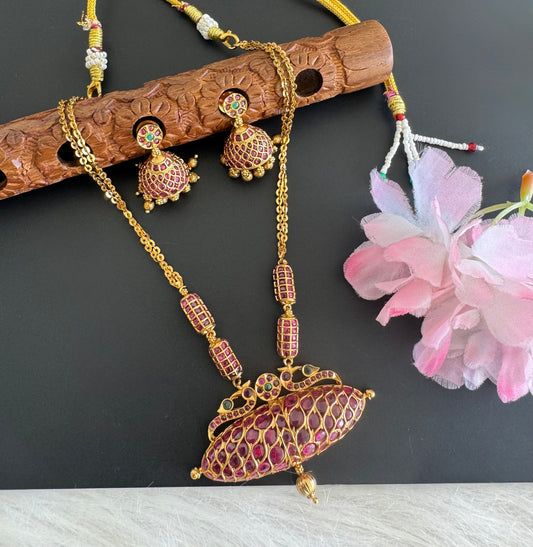 Matte finish kemp-green peacock unique pendant necklace set dj-51219