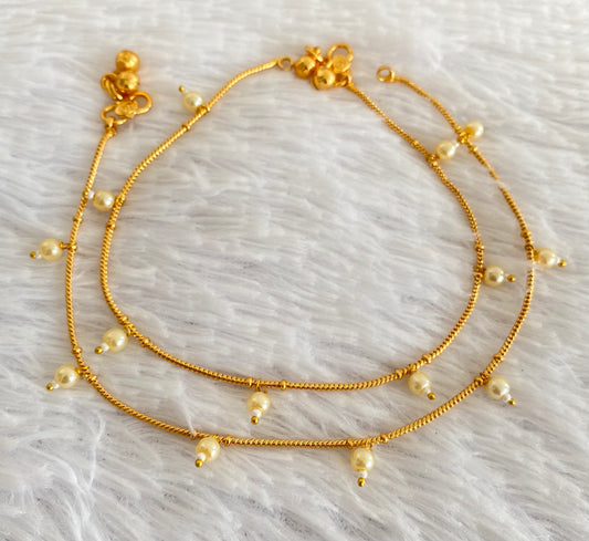 Antique gold tone pearl anklets set dj-53187