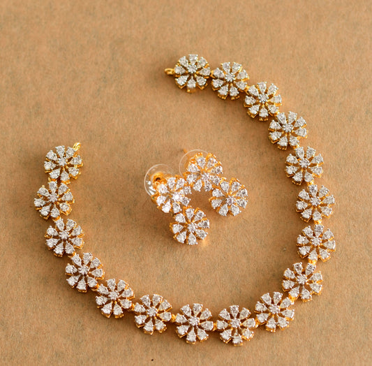 Two tone white flower necklace set dj-51976