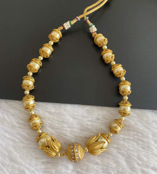 Antique matte finish pearl lotus necklace dj-52926