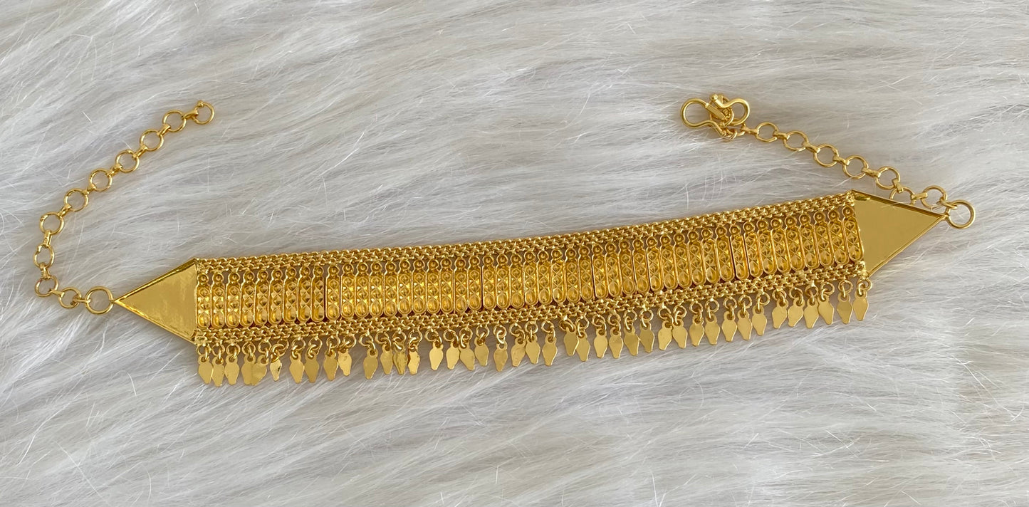 Gold tone Kerala style elakka thali choker necklace dj-54297