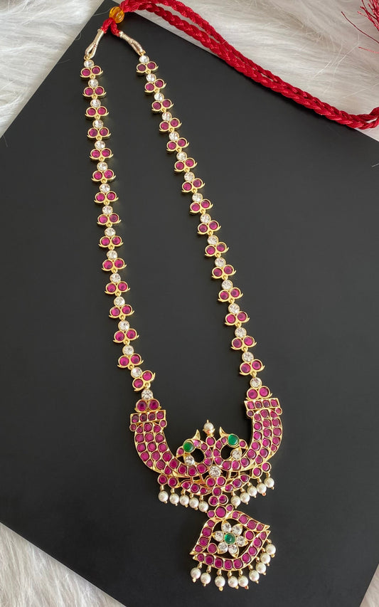 Gold tone precious kemp-green-white flower pearl peacock haar dj-53942