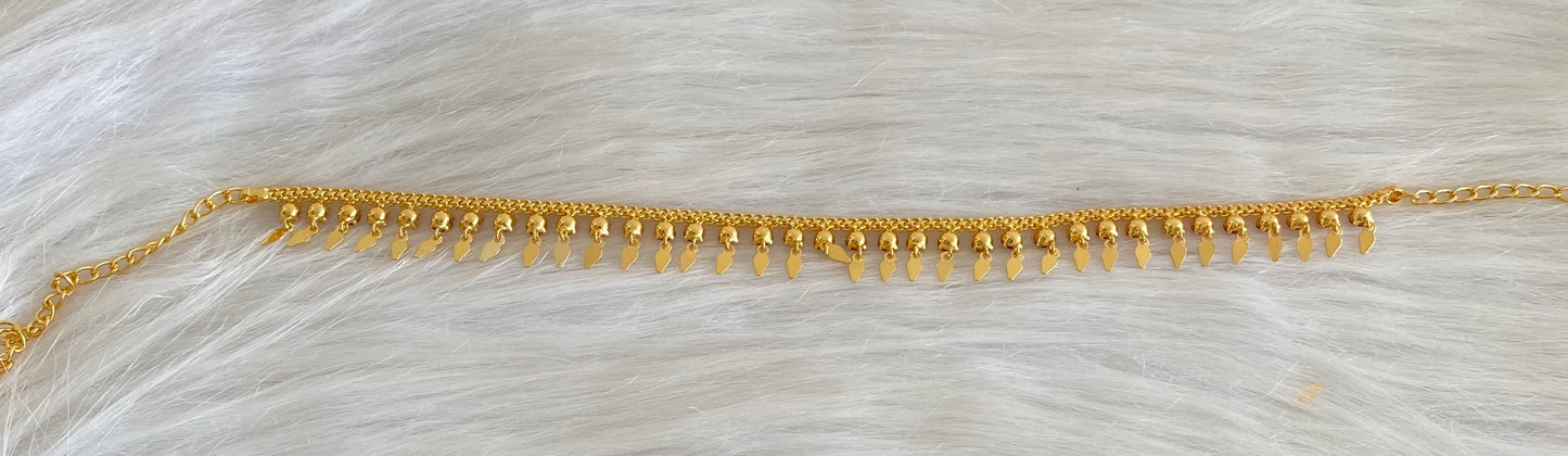 Gold tone pink stone elakka thali choker necklace dj-53105