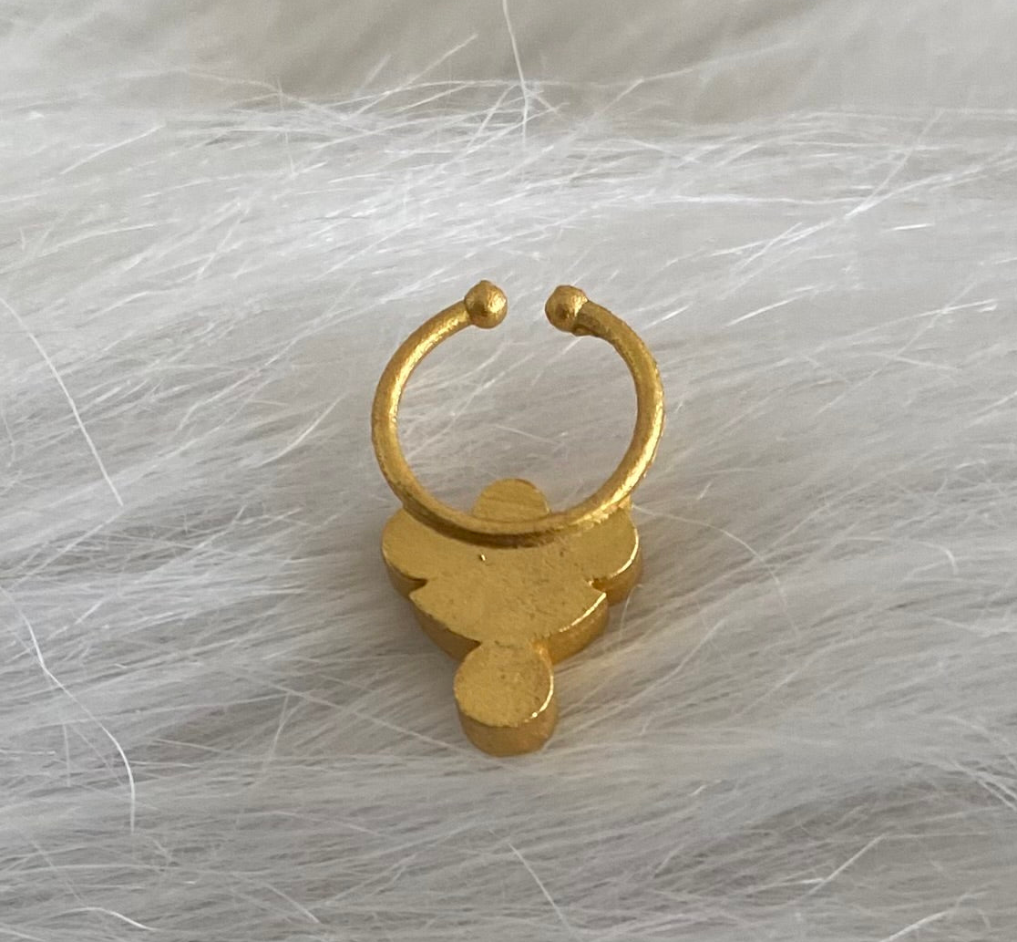 Gold tone kundan jadau white stone nose pin/bulakku dj-53768