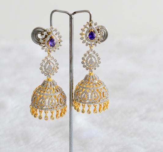 Two tone cz purple long jhumkka dj-51879