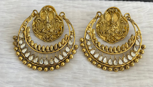 Antique gold tone white stone bali earrings dj-52970