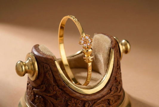 Gold tone flower openable kada/bangle(2.4) Dj-51665