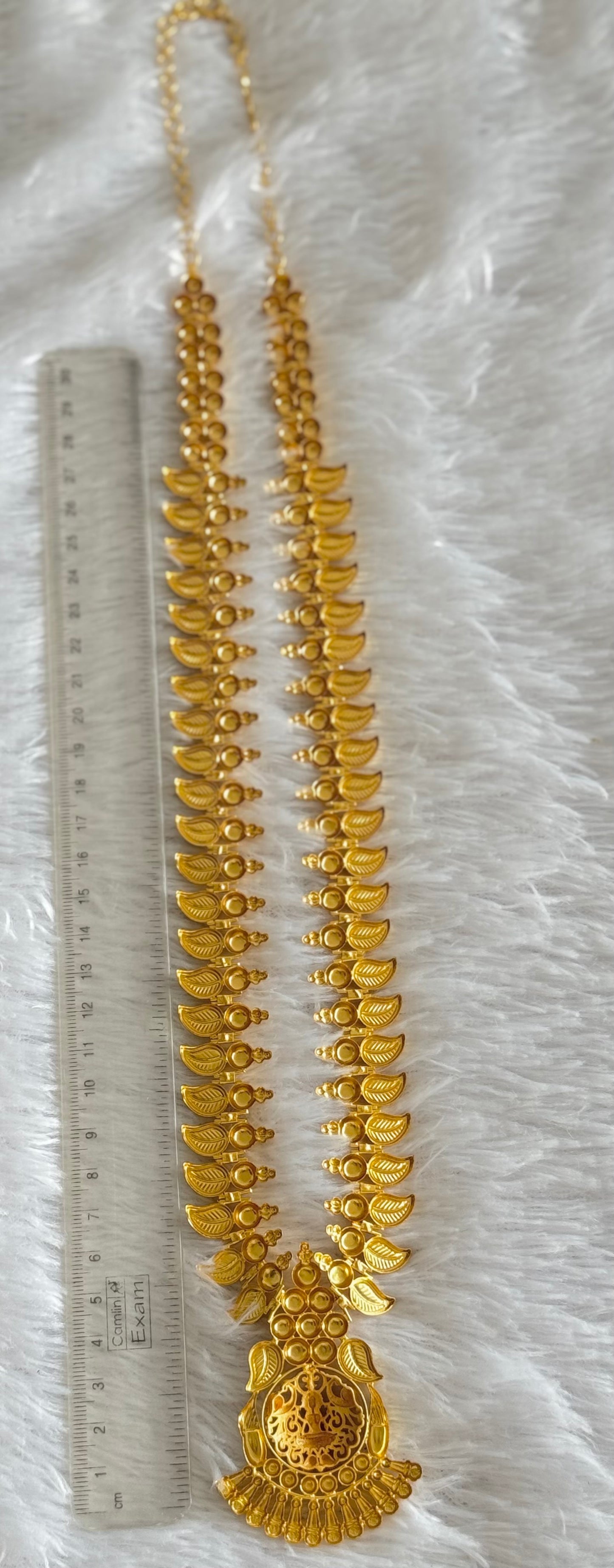 Matte gold tone kerala style mango lakshmi haar dj-51624