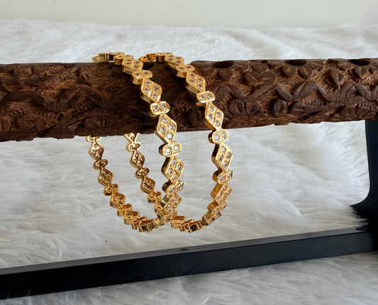 Gold tone AD white bangles(2.8) Dj-53292