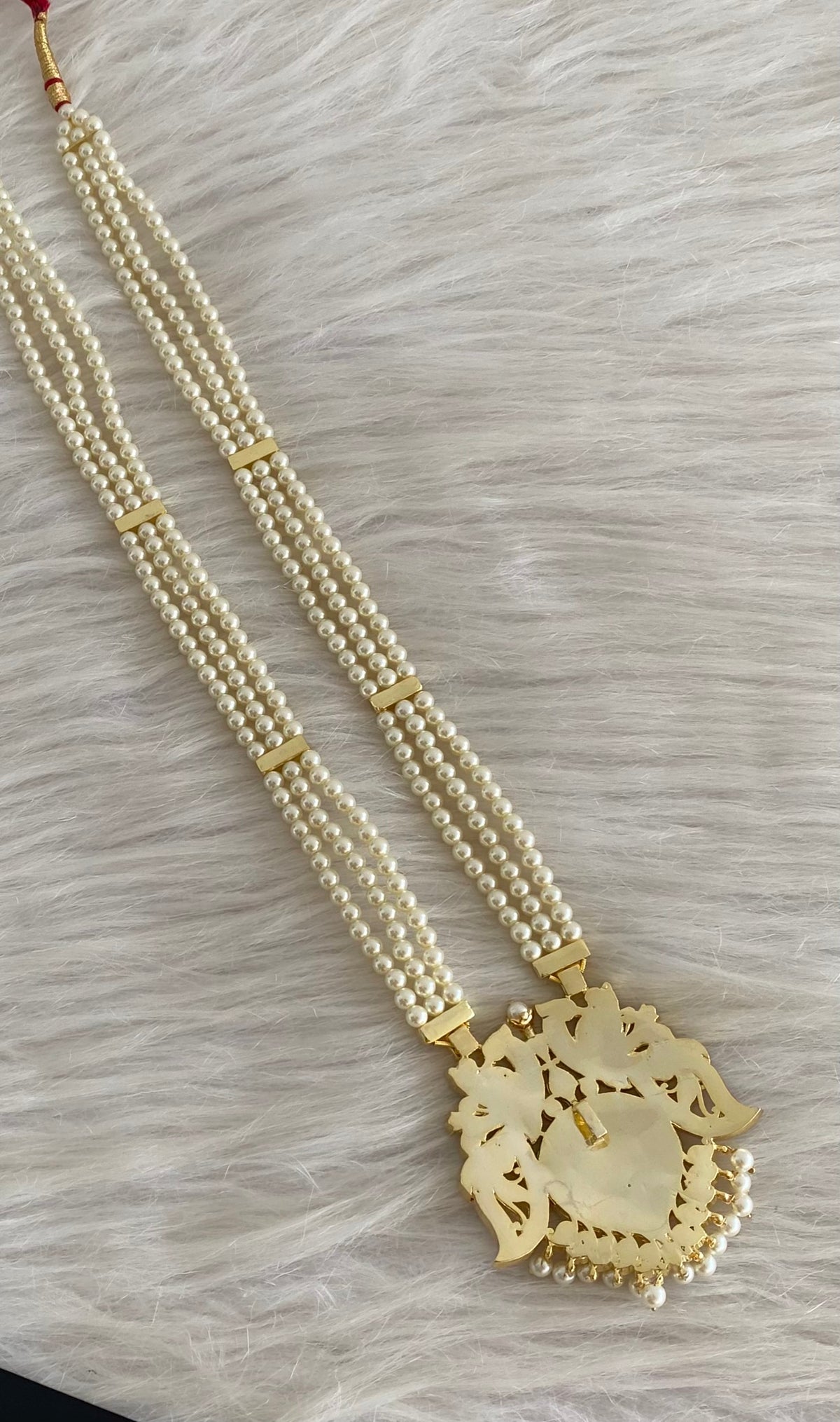 Gold tone precious kemp-green-white peacock pearl haar dj-54726