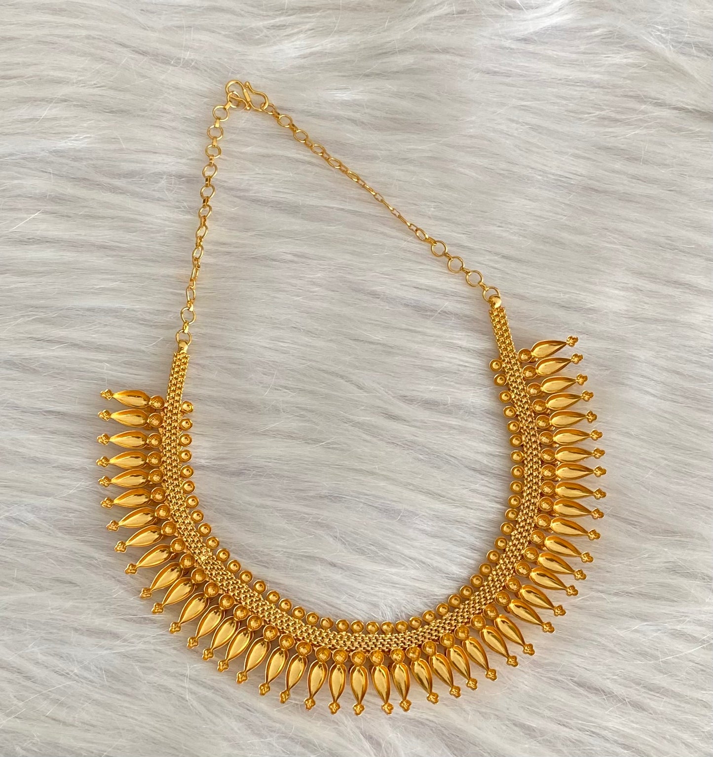Gold tone kerala style pink stone lakshmi coin necklace dj-54136
