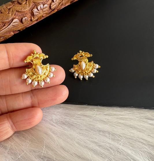 Gold tone pearl beaded stud/earrings dj-51258