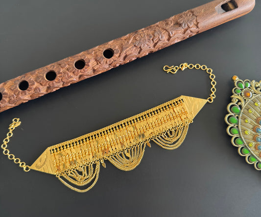 Gold tone kerala style elakka thali choker necklace dj-51322