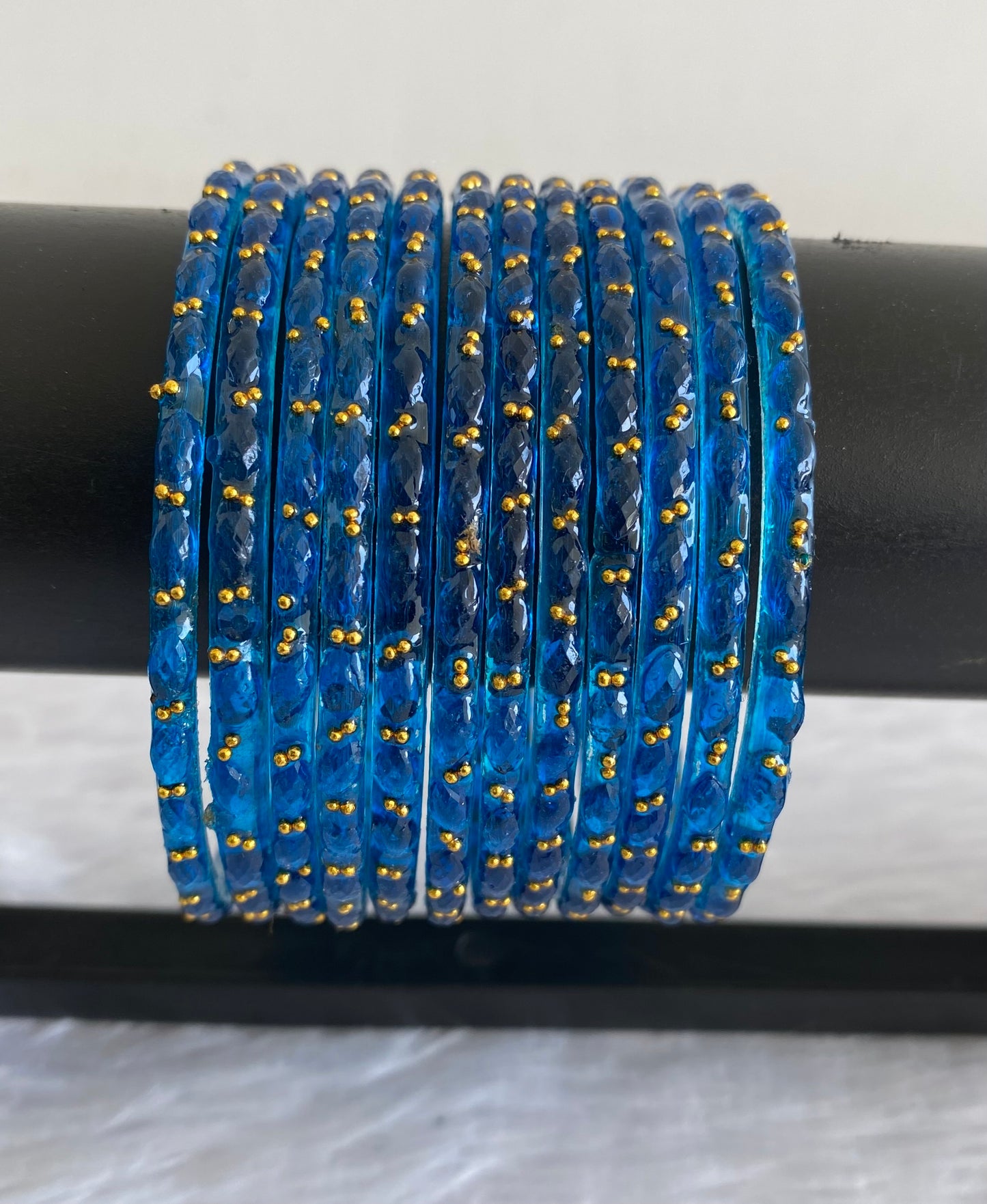 Set of 12 blue glass bangles(2.8) dj-52840