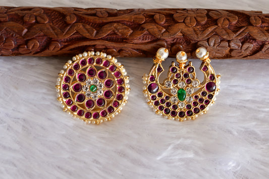 Gold tone precious kemp-green sun moon hair jewel dj-52251