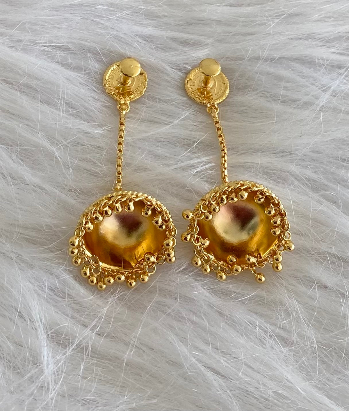 Gold tone kerala style coin long jhumkka dj-54302